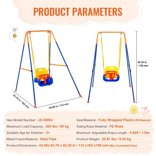 Balançoires pour jardin, ensemble de balançoires 3 en 1 pour tout-petits avec 4 sacs