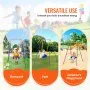 VEVOR Swing Sets for Backyard, 3-in-1 Toddler Swing Set with 4 Sandbags, Foldable Metal Stand, Easy to Assemble, Swingset Indoor/Outdoor for Kids 3-6 Years, Youth 6-10 Years and Teenagers 10+
