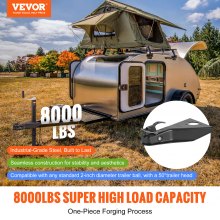 VEVOR A-Frame Trailer Coupler, Fits 2-Inch Hitch Ball Size, 8000 lbs Towing Capacity, Heavy Duty Steel Coupler, Ideal for Towing Station Wagons, Pickup Trucks, SUVs, Campers, Black Coating Surface