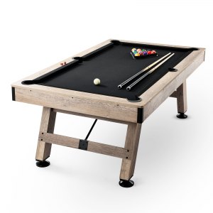 VEVOR Billiards Table, 7 ft Pool Table, Adjust Legs Stable Billiards Table, Pool Table Set Includes Balls, Cues, Chalks and Brush, Wood Color with Black Cloth, Perfect for Family Game Room Kids Adults | VEVOR US