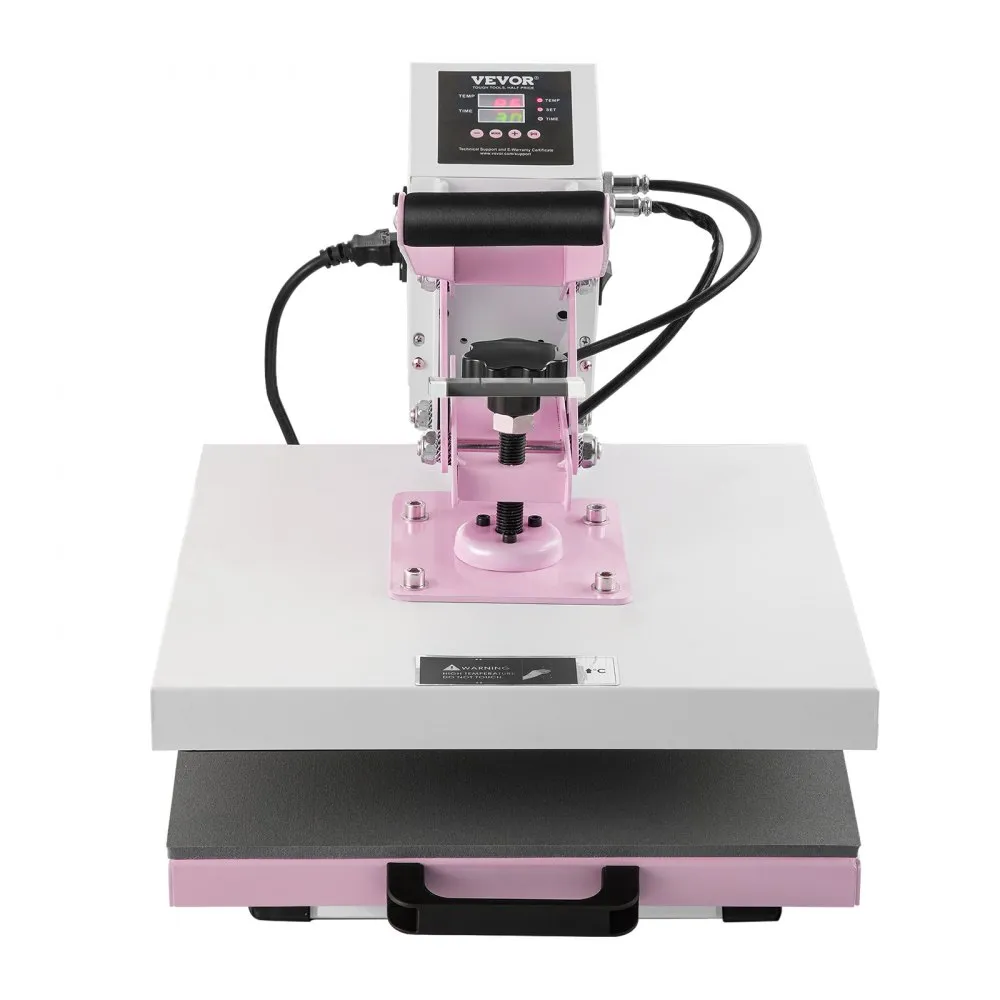 VEVOR Heat Press, 15 x 15 inch Digital Heat Press Machine, Slide Out Heat Transfer Machine, Fast and Even Heating, 2-Layer Insulation Cotton, Heat Transfer Machine for T-Shirts/Pillows/Bags, Pink