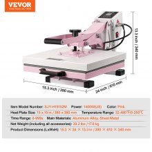 VEVOR Heat Press Machine 15x15 in Slide Out Heat Transfer Machine T-Shirts Pink