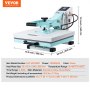 VEVOR heat press machine with 15x15 inch plate, 1400w power, green color, and digital controls.