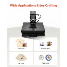 VEVOR Heat Press, 15 x 15 inch Heat Press Machine for T-shirts, Fast and Even Heating, Easy to Use, High Pressure for Digital Industrial-Quality Sublimation Printer for Transfer Vinyl, T-shirt, Black