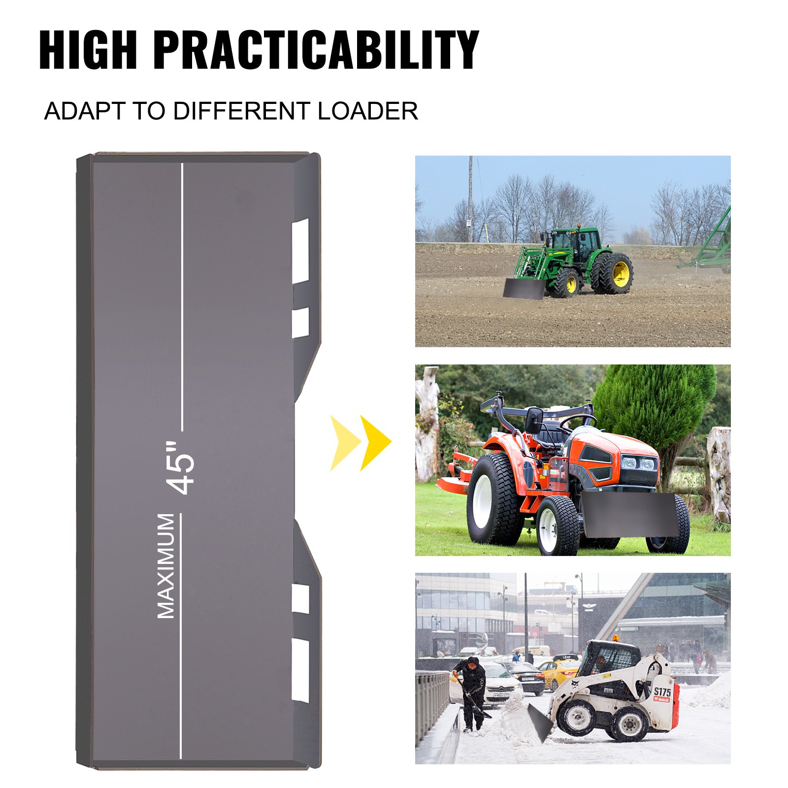 Placa de montaje de dirección deslizante de montaje rápido Universal Vevor 0,39 "para Tractor