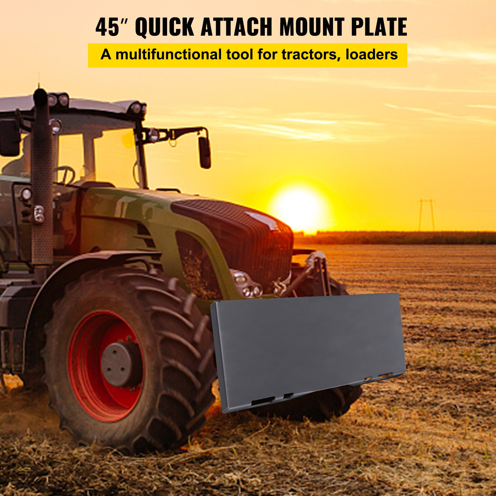 VEVOR Skid Steer Mount Plate Thick Skid Steer Attachment Plate Steel Quick Attachment Loader Plate with 3 Additional Welding Rods Easy to Weld or Bolt to Different Accessories (1/4\")
