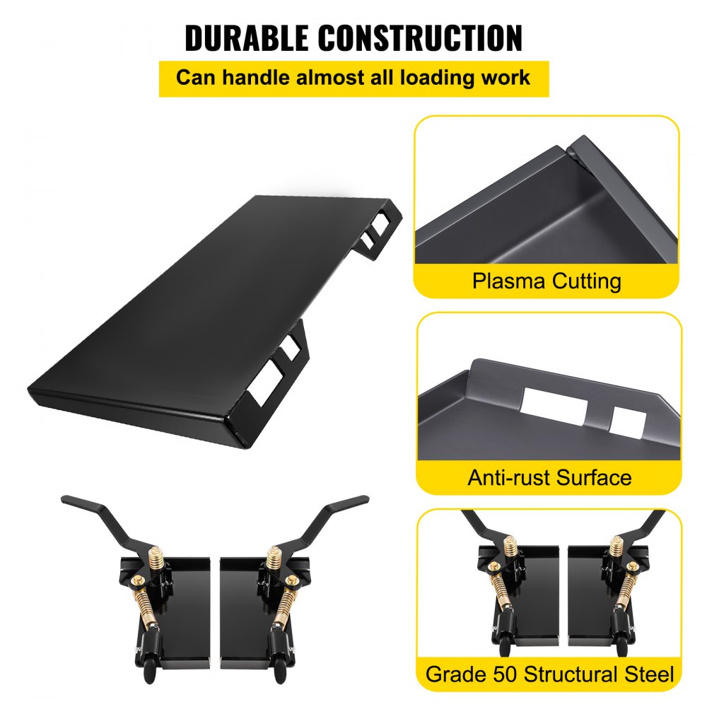 VEVOR Skid Steer Attachment 1/4in Skid Steer Quick Attach Plate Inside Width 45" Skidsteer Attachment 18.5" Height Quick Attach Skid Steer Attachments for Buckets, Plows, Forks