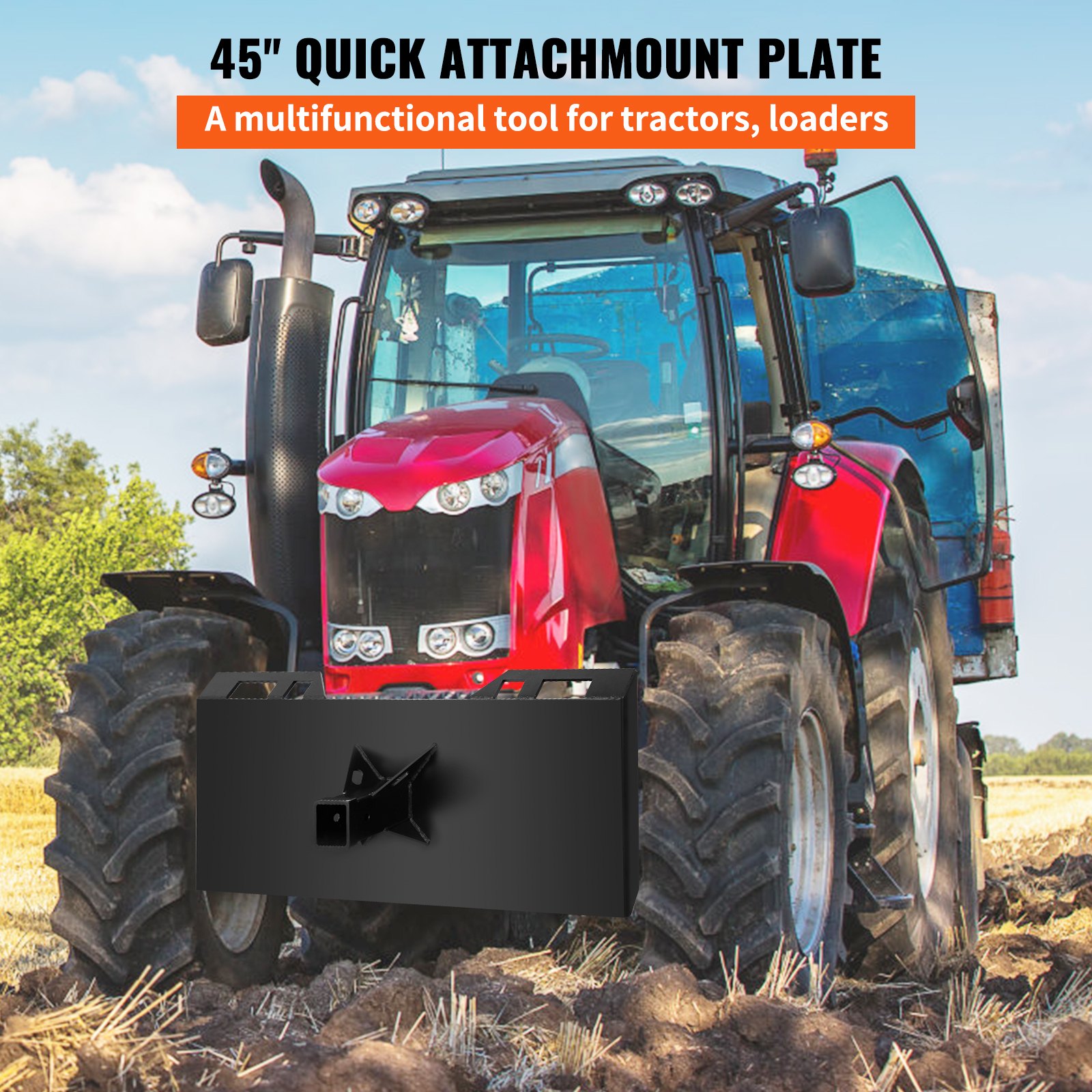 VEVOR 1/4\" Thick Plate 3/8\" Top Bar Thic Quick Tach Attachment Mount Plate Skid Steer Bobcat