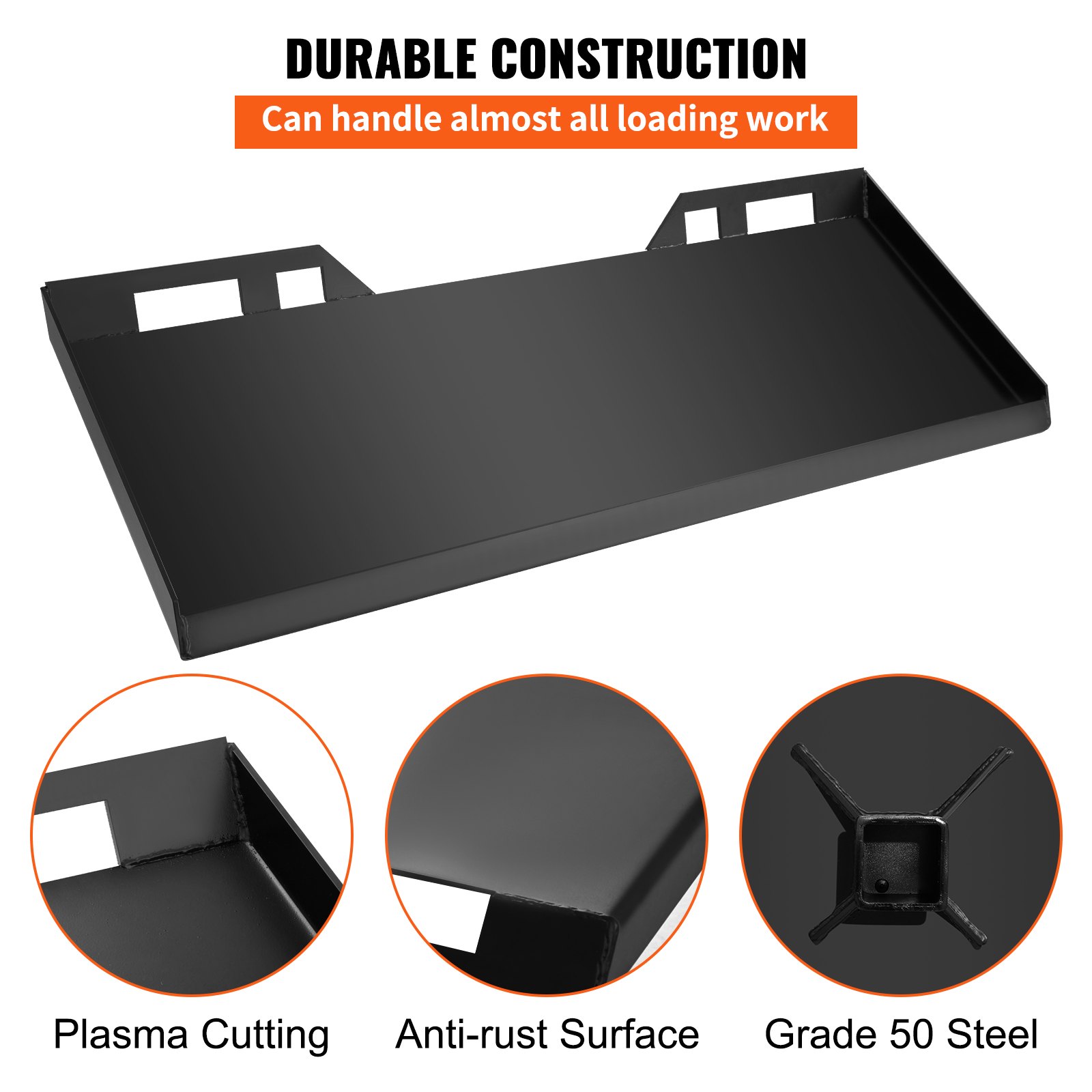 VEVOR 1/4\" Thick Plate 3/8\" Top Bar Thic Quick Tach Attachment Mount Plate Skid Steer Bobcat