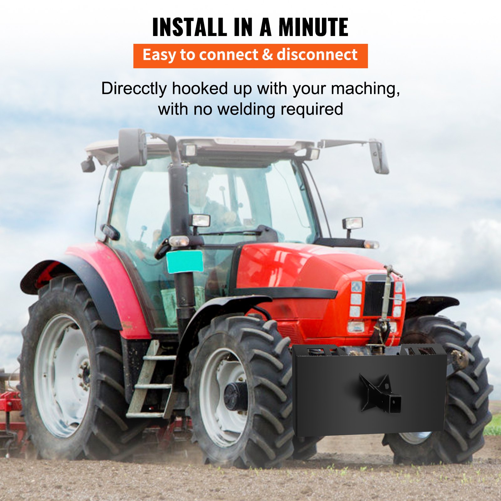 VEVOR 1/4\" Thick Plate 3/8\" Top Bar Thic Quick Tach Attachment Mount Plate Skid Steer Bobcat