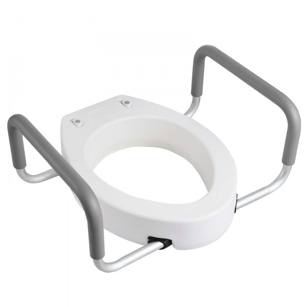 VEVOR Raised Toilet Seat with Arms, 300 lbs Load Capacity, 3.5-Inch Lift Height, Widened Commode Elevated Toilet Seat Riser with Padded Handles for Seniors, Elderly, Handicap, Disabled, and Adults