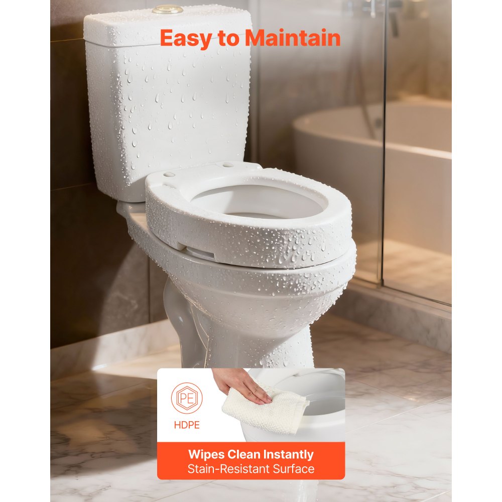 VEVOR Raised Toilet Seat, 300 lbs Load Capacity, 3.5-Inch Lift Height, Commode Elevated Toilet Seat Riser with Enlarged Opening for Seniors, Elderly, Handicap, Disabled, Adults, Fits Elongated Bowl