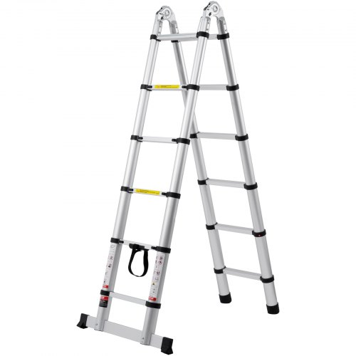 Telescopische Ladder, 2,6 m lang, Aluminium Uitschuifladder, Opvouwbare Ladder met Intrekknop, Draagvermogen 160 kg met Antislipvoetjes, Draagbare Compacte Ladder voor Thuis, Camper, Zolder | NL Telescopische Ladder, 2,6 m lang, Aluminium Uitschuifladder, Opvouwbare Ladder met Intrekknop, Draagvermogen 160 kg met Antislipvoetjes, Draagbare Compacte Ladder voor Thuis, Camper, Zolder | NL