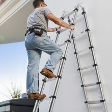 VEVOR Telescoping Ladder A-Frame Stainless Steel 16.5 ft Extension Ladders