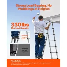 VEVOR Telescoping Ladder A-Frame Stainless Steel 16.5 ft Extension Ladders