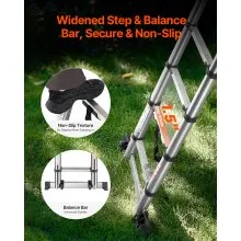 VEVOR Telescoping Ladder A-Frame Stainless Steel 16.5 ft Extension Ladders