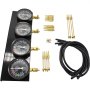 VEVOR carburetor synchronizer set with gauges, brass adapters, and black hoses.