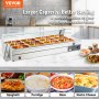 VEVOR 12-Pan Commercial Food Warmer, 12 x 8QT Electric Steam Table with Tempered Glass Cover, 1800W Countertop Stainless Steel Buffet Bain Marie 86-185°F Temp Control for Catering, Restaurant, Silver