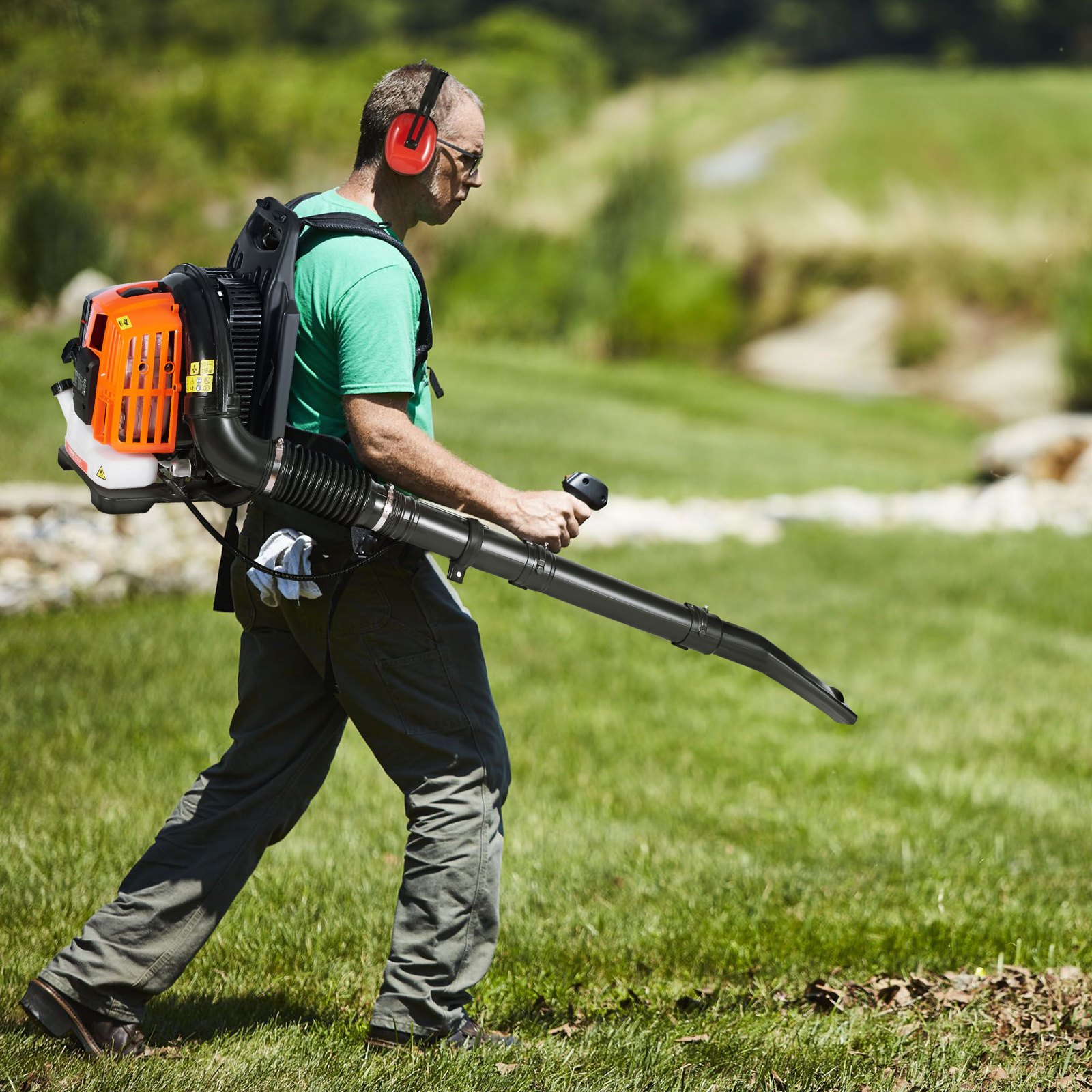 VEVOR Backpack Leaf Blower, 52CC 2-Cycle Gas Leaf Blower with 1.37L Fuel Tank, 480CFM Air Volume 175MPH Speed, Ideal for Lawn Care, Leaf Cleaning, and Snow Removal