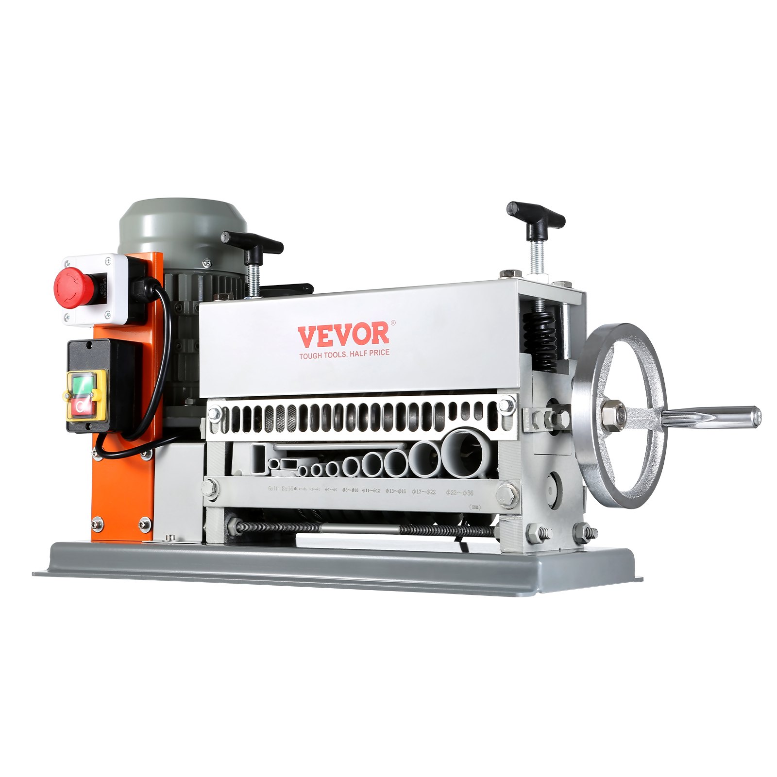 VEVOR Automatic Wire Stripping Machine, 1.5 mm-40 mm Electric Motorized Cable Stripper, 370W, 26.8 m/min Wire Peeler with An Extra Manual Crank, 11 Channels for Scrap Copper Recycling