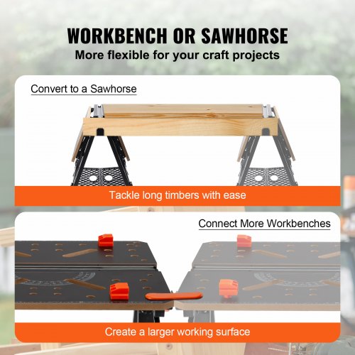 WORX Table de travail et chevalet de sciage multifonctions Pegasus WX051