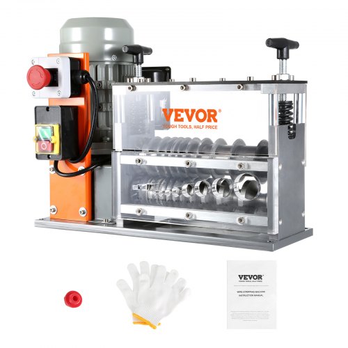 VEVOR Automatic Wire Stripping Machine, 0.06''-1.57'' Electric Motorized Cable Stripper, 750 W, 98 ft/min Wire Peeler with Visible Stripping Depth Reference, 10 Channels for Scrap Copper Recycling