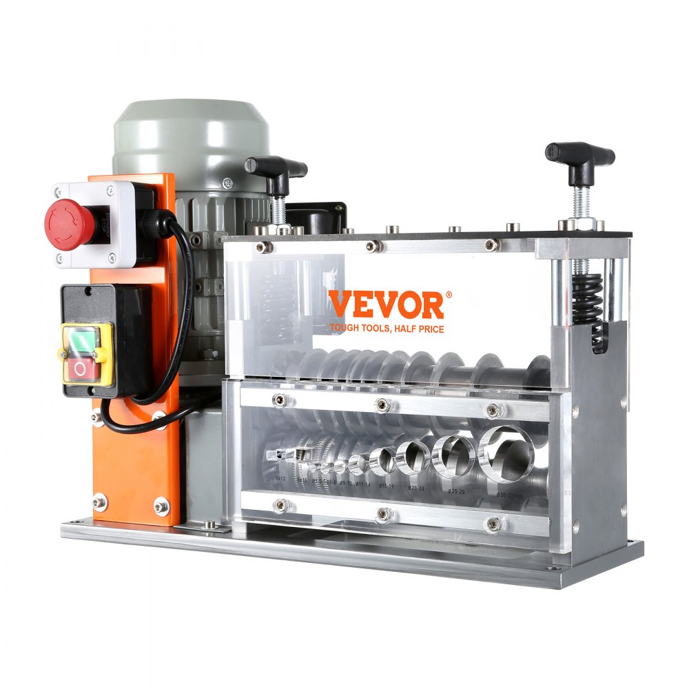 VEVOR Automatic Wire Stripping Machine, 1.5 mm-40 mm Electric Motorized Cable Stripper, 750W, 30m/min Wire Peeler with Visible Stripping Depth Reference, 10 Channels for Scrap Copper Recycling