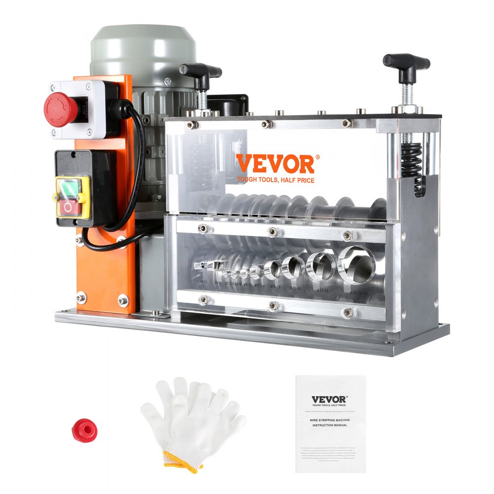 VEVOR Automatic Wire Stripping Machine, 1.5 mm-40 mm Electric Motorized Cable Stripper, 750W, 30m/min Wire Peeler with Visible Stripping Depth Reference, 10 Channels for Scrap Copper Recycling