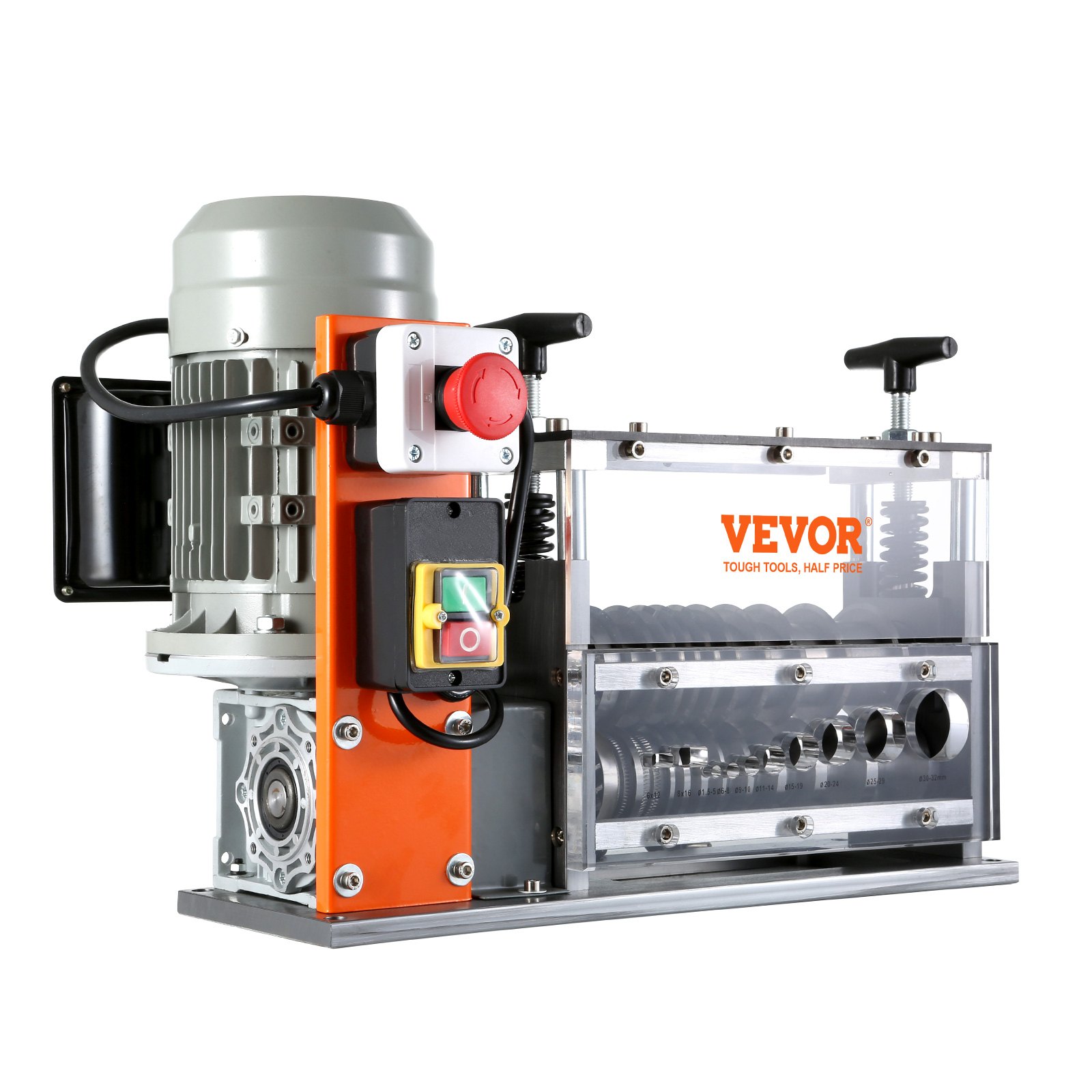 VEVOR Automatic Wire Stripping Machine, 1.5 mm-40 mm Electric Motorized Cable Stripper, 750W, 30m/min Wire Peeler with Visible Stripping Depth Reference, 10 Channels for Scrap Copper Recycling