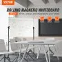VEVOR Rolling Whiteboard, 48x32 inch Double-Sided Magnetic Mobile Whiteboard, 360° Reversible Adjustable Height Dry Erase Board with Wheels & Movable Tray for Office School