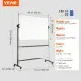 VEVOR Rolling Whiteboard, 48x32 inch Double-Sided Magnetic Mobile Whiteboard, 360° Reversible Adjustable Height Dry Erase Board with Wheels & Movable Tray for Office School
