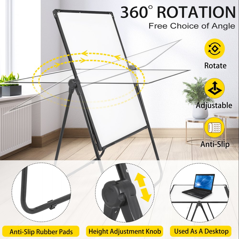 Single Sided Magnetic Whiteboard Stand 60x90cm Telescopic U-Stand Flipchart