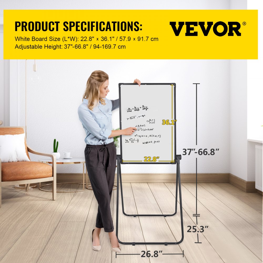 Single Sided Magnetic Whiteboard Stand 60x90cm Telescopic U-Stand Flipchart