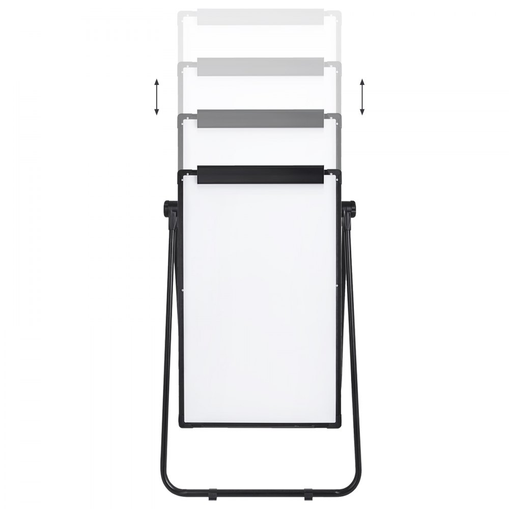 VEVOR Magnetic White Board 26 x 36 inch Rotatable Dry Erase Board Rotatable Height Adjustable 3.1ft-5.6ft Foldable Double Sides