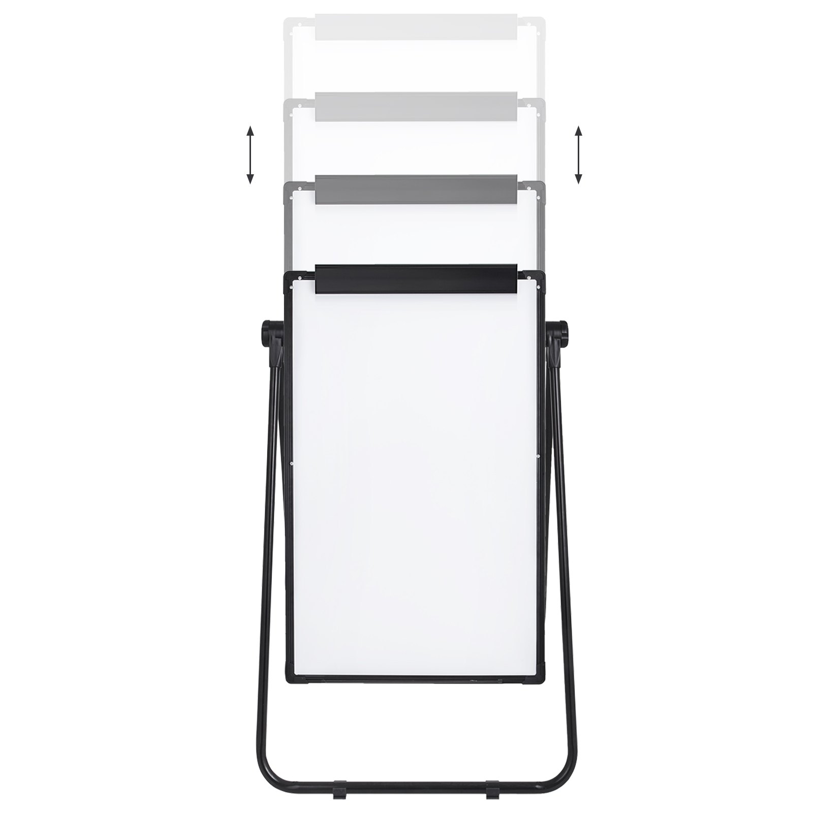 VEVOR Magnetic White Board 26 x 36 inch Rotatable Dry Erase Board Rotatable Height Adjustable 3.1ft-5.6ft Foldable Double Sides