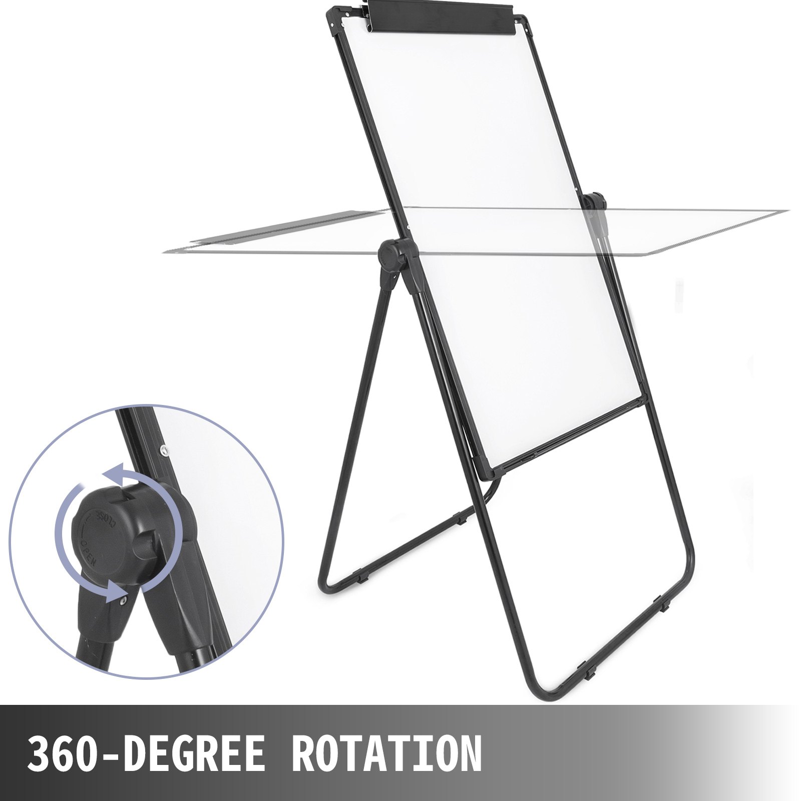 VEVOR Magnetic White Board 26 x 36 inch Rotatable Dry Erase Board Rotatable Height Adjustable 3.1ft-5.6ft Foldable Double Sides