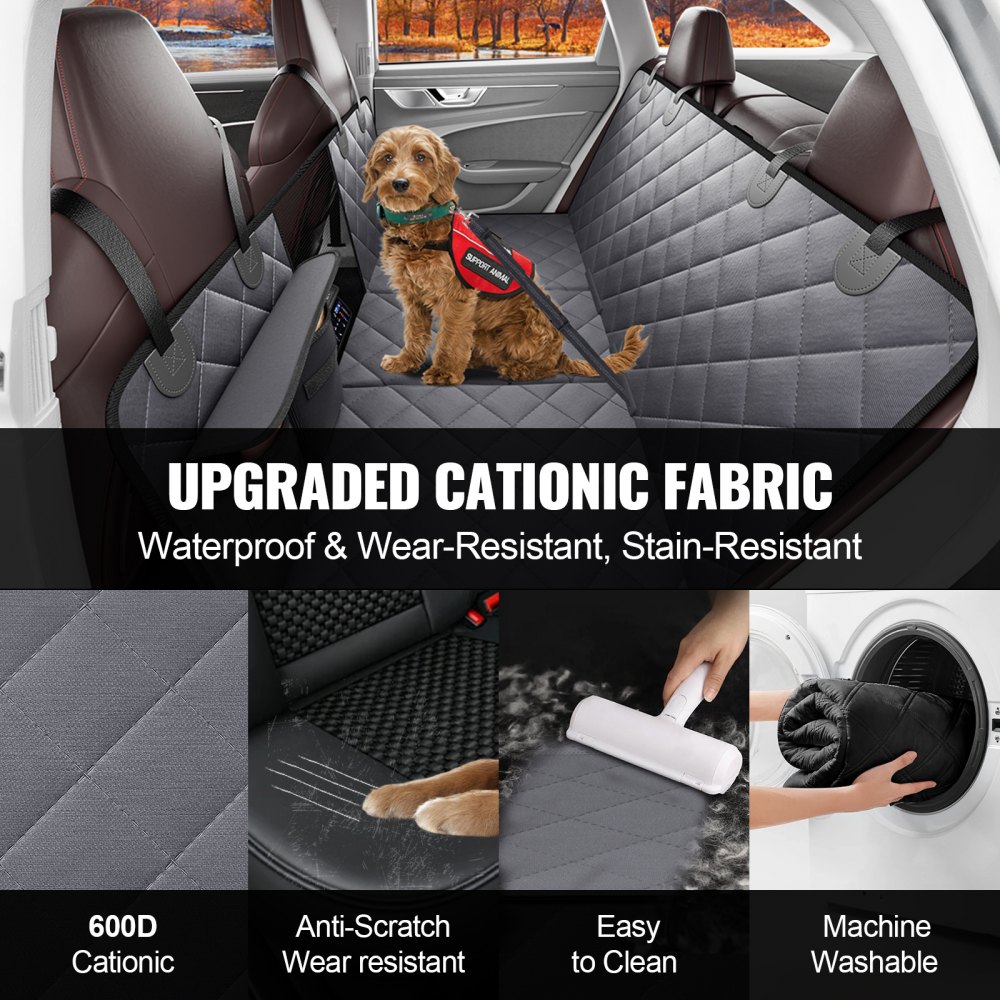 VEVOR Back Seat Extender for Dogs,Dog Hammock for Car Back seat,Waterproof Hard Bottom Dog Car Seat Cover for Back Seat 54"x24",Supports 400lbs with Mesh Window and Storage Pocket for Car, SUV