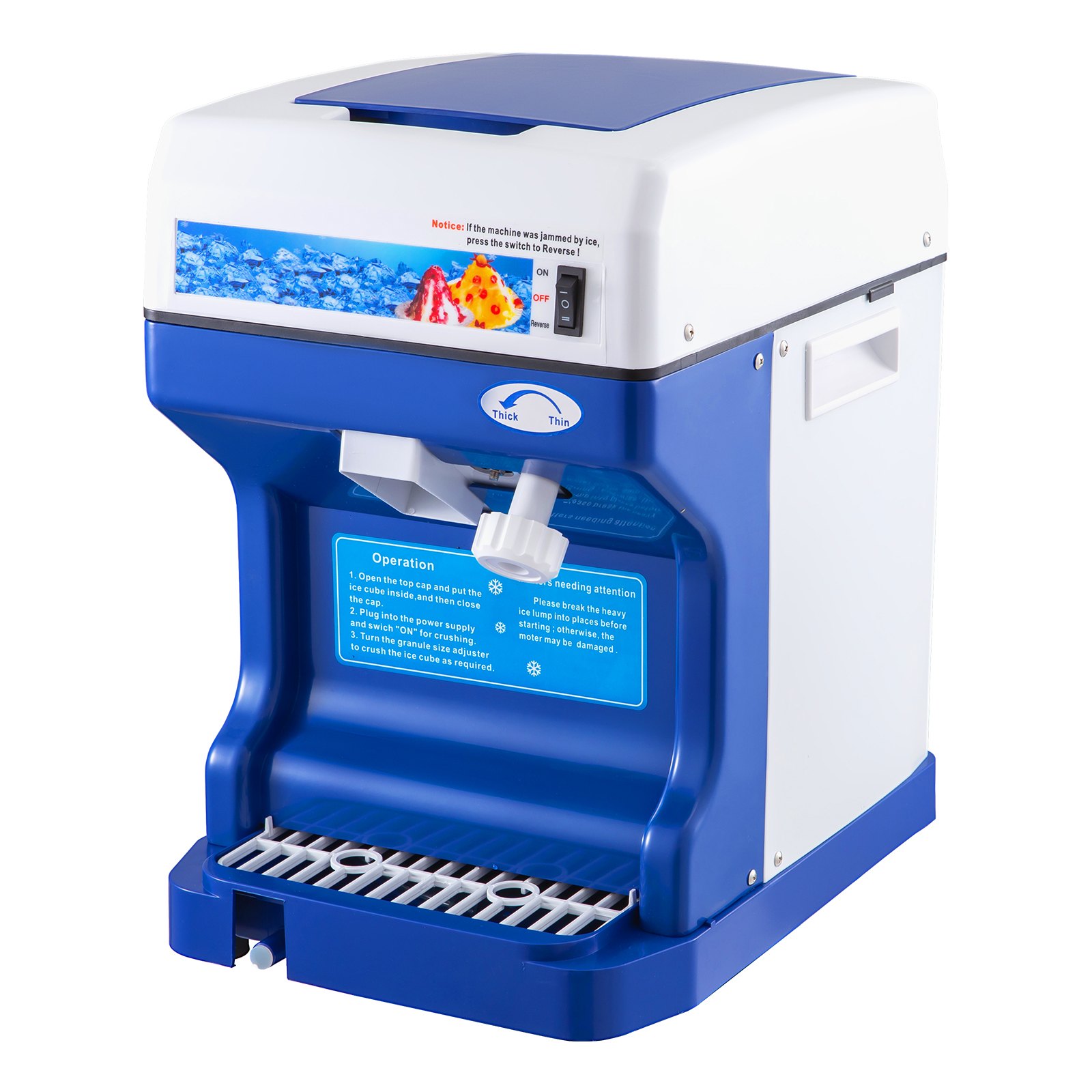 VEVOR 110V Electric Shaved Ice Machine 250W Snow Cone Maker Tabletop with Adjustable Ice Texture, Ice Shaving Machine 265LBs/hr for Home and Commerical Use
