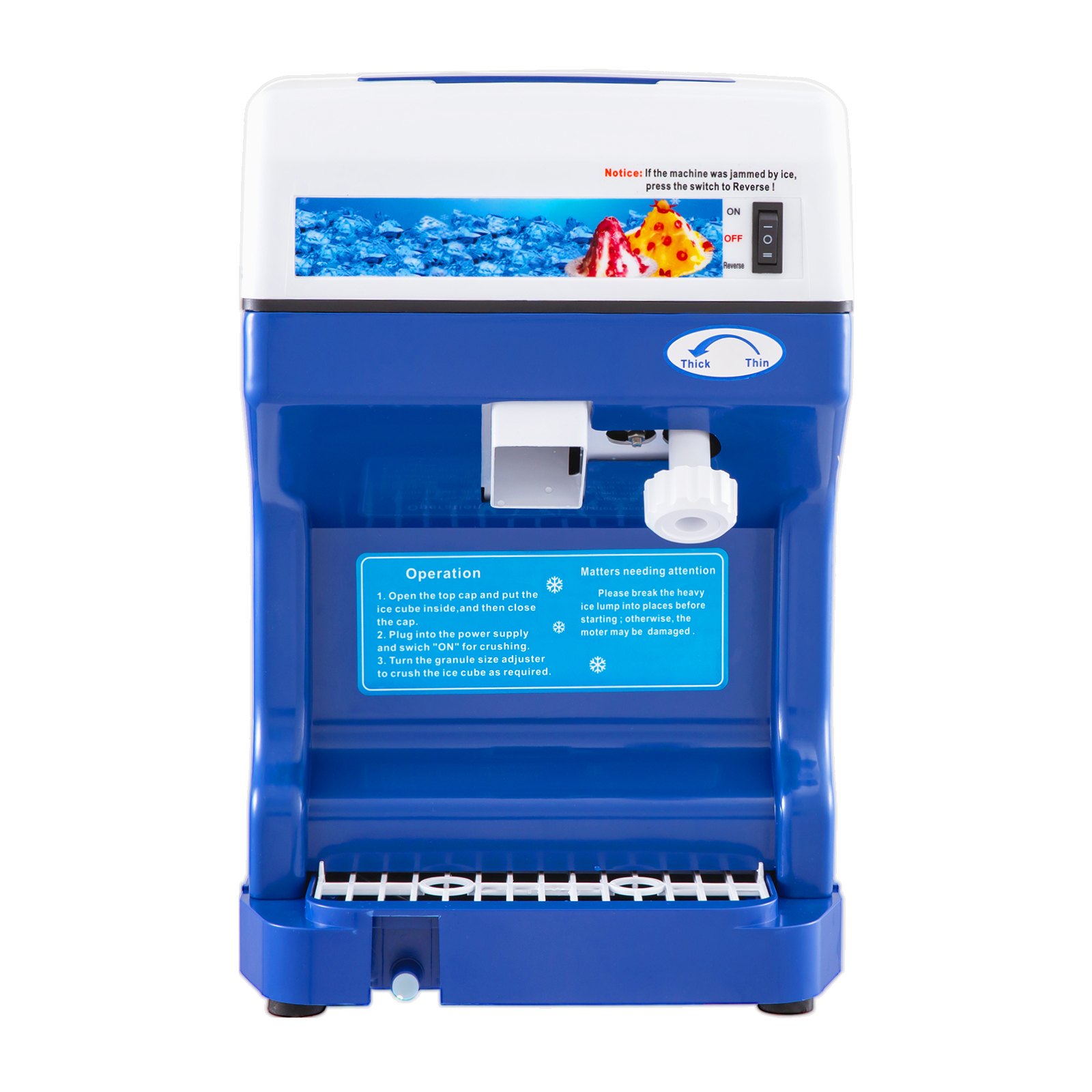 VEVOR 110V Electric Shaved Ice Machine 250W Snow Cone Maker Tabletop with Adjustable Ice Texture, Ice Shaving Machine 265LBs/hr for Home and Commerical Use