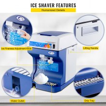 VEVOR Snow Cone Machine 265LBS ​​Commercial Ice Shaver Crusher 220V 50HZ Ice Crusher Shaver Machine Snow Flake Stainless Steel Grade for Kitchen Home Bar