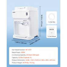 Commercial Ice Shaver 220LBS/H Electric Snow Cone Maker Ice Crusher White
