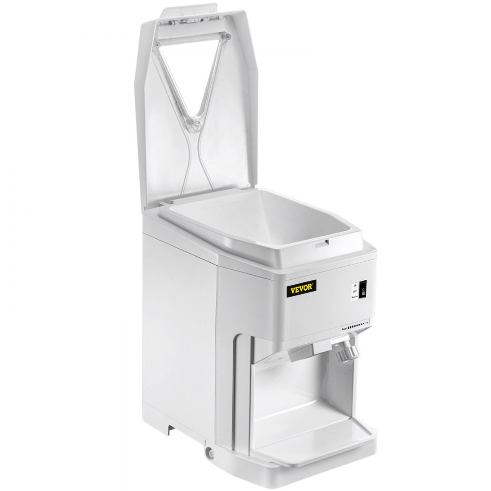 VEVOR Ice Shaver Machine Electric, Snow Cone Machine Commercial 265 LBS/H, Shaved Ice Machine with Ice Hopper & Lid, 250W Ice Crusher with Drain Pipe Tabletop Shaved Ice Maker with Adjustable Fineness