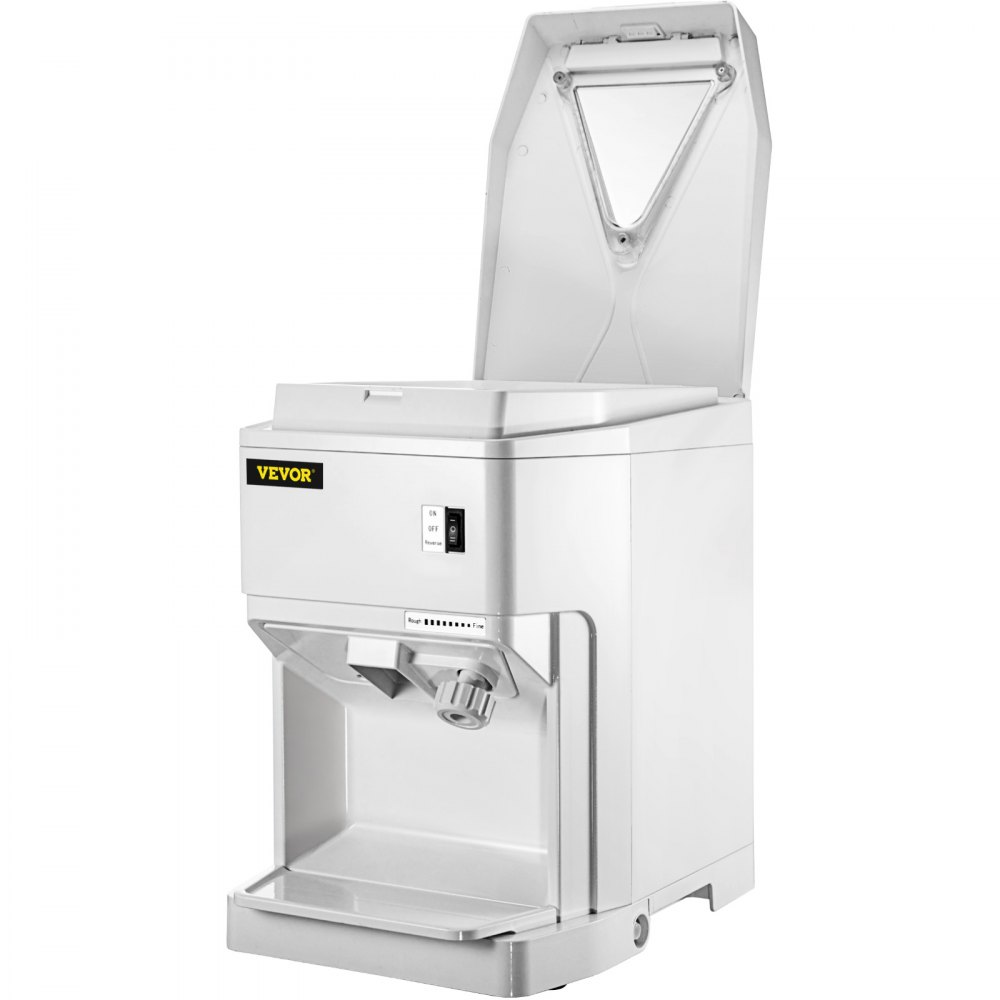 VEVOR Ice Shaver Machine Electric, Snow Cone Machine Commercial 265 LBS/H, Shaved Ice Machine with Ice Hopper & Lid, 250W Ice Crusher with Drain Pipe Tabletop Shaved Ice Maker with Adjustable Fineness