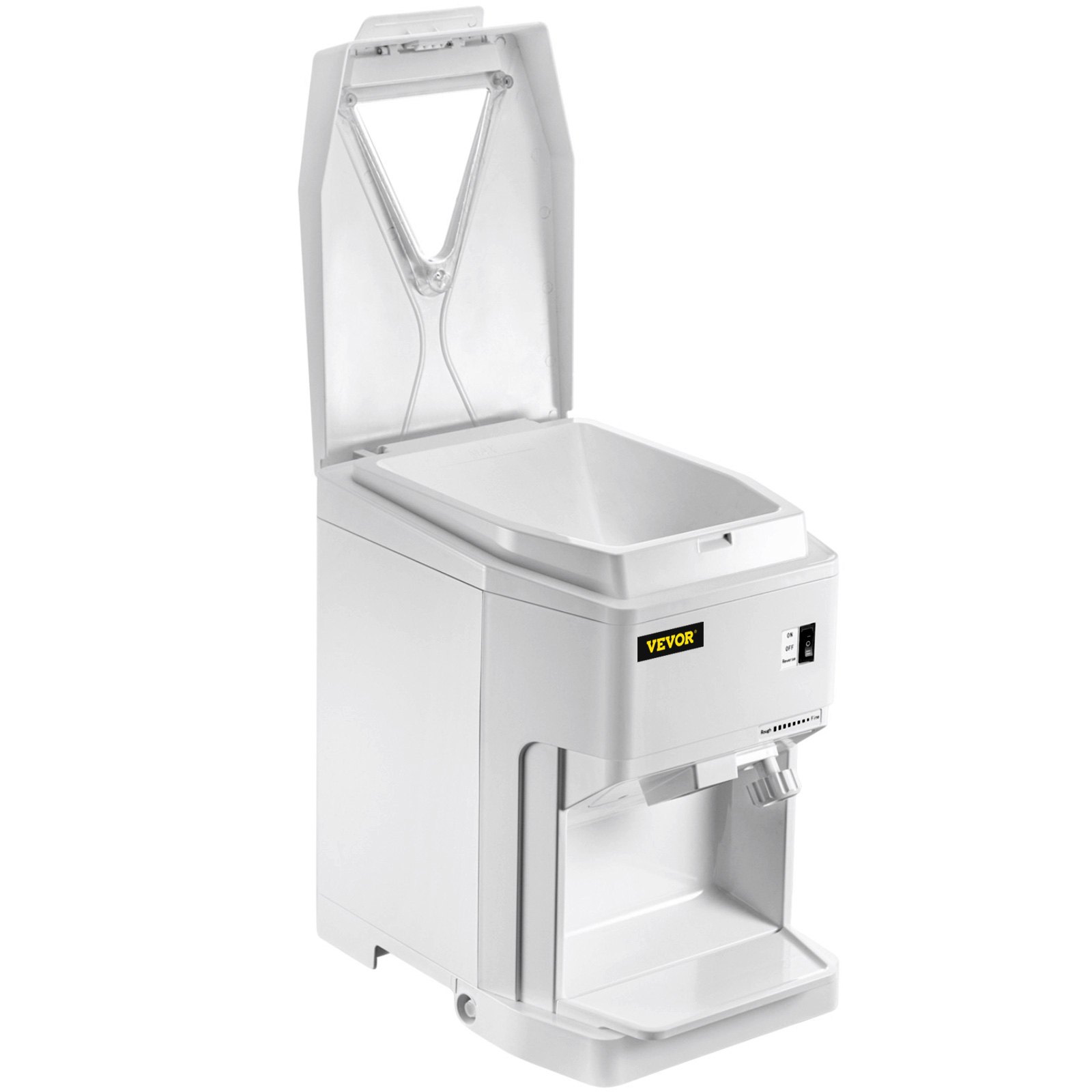 VEVOR Ice Shaver Machine Electric, Snow Cone Machine Commercial 265 LBS/H, Shaved Ice Machine with Ice Hopper & Lid, 250W Ice Crusher with Drain Pipe Tabletop Shaved Ice Maker with Adjustable Fineness