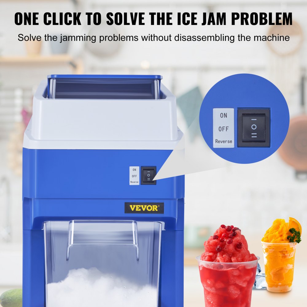 VEVOR Commercial Ice Shaver Crusher, 120kg Per Hour Electric Snow Cone Maker with 2kg Ice Box, 300W Tabletop Shaved Ice Machine for Parties Events Snack Bar, Home and Commercial Use