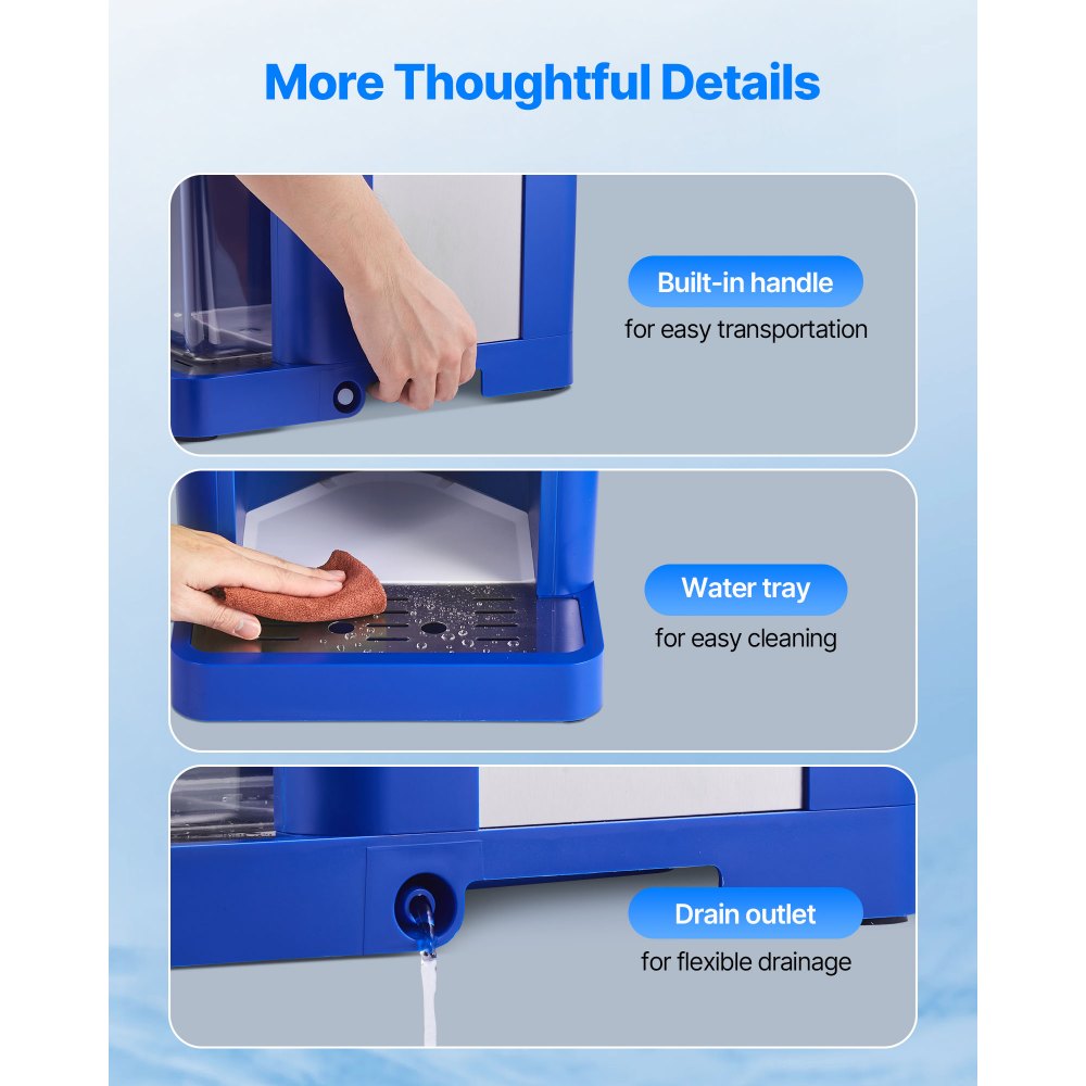 VEVOR Commercial Ice Shaver Machine, 1.91QT /1.8L Large Electric Snow Cone Machine, Fine & Fluffy with 300W Motor, Stainless Steel Blades, Shaved Ice Maker for Dessert Shop Home Party Restaurant, Blue