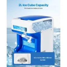 Raspador de hielo comercial de 286 lb/h, máquina eléctrica para hacer conos de nieve, trituradora de hielo azul