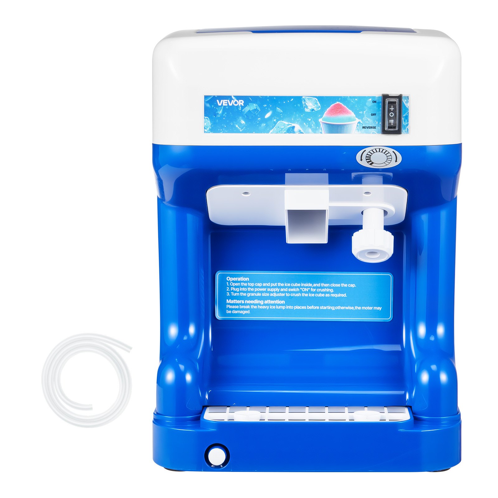 VEVOR Commercial Ice Shaver Crusher, 286lbs Per Hour Electric Snow Cone Maker with 2L Ice Cube Box, 250W 1500RPM Tabletop Shaved Ice Machine for Parties Events Snack Bar, Home and Commercial Use (Blue)