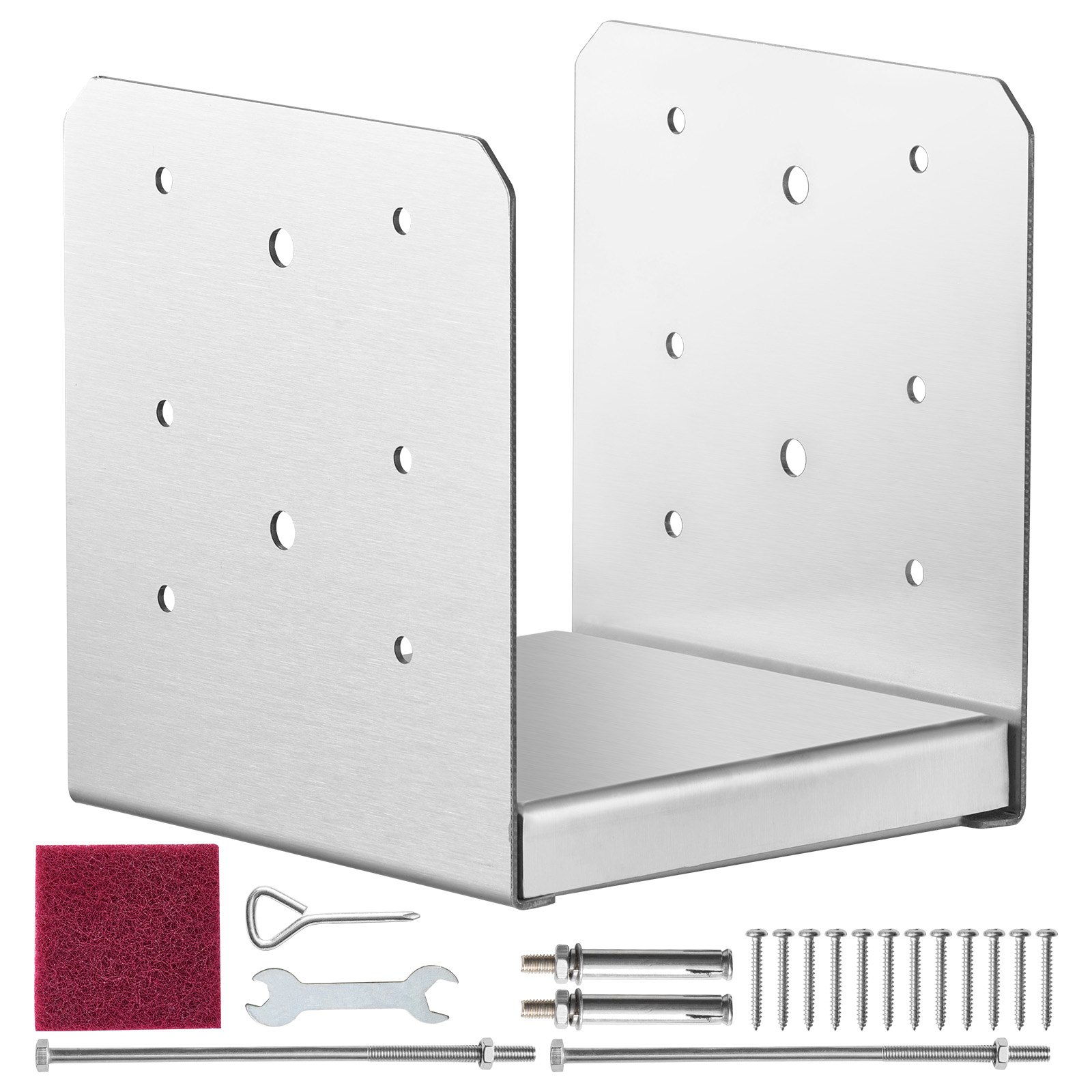 VEVOR 152.4x152.4 Post Base, 1Pcs Stainless Steel Adjustable Post Anchor Bracket(Internal 150 x 139.7), Adjustable Post Base for Pavilion Deck Porch Handrail Railing Support Decorative Anchor Plate