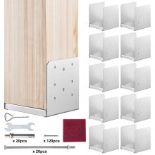 VEVOR 152.4x152.4 Post Base, 10Pcs Stainless Steel Adjustable Post Anchor Bracket(Internal 150 x 139.7), Adjustable Post Base for Pavilion Deck Porch Handrail Railing Support Decorative Anchor Plate
